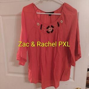 Zac & Rachel Coral Embroidered Blouse